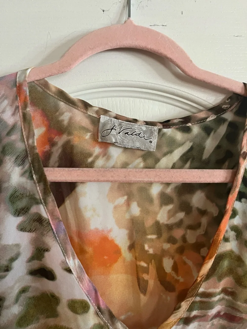 Boho V-Neck Tie-Waist Swim Coverup in Pink, Green & Gold - Picture 3 of 3